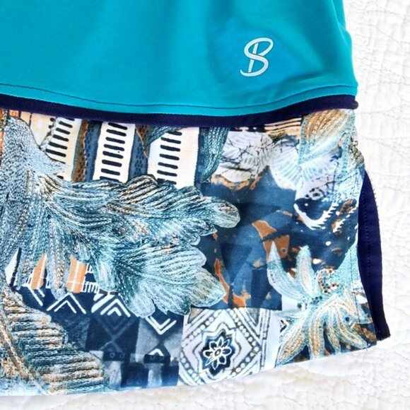 Sofibella Women's Activewear Skirt Skort Size Large Blue Orange Pockets Sporty - Picture 2 of 14